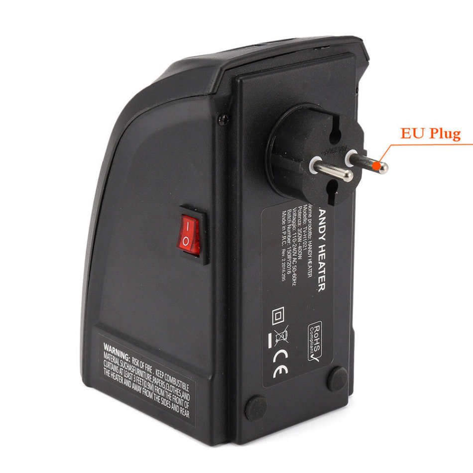 400W Wall Outlet Handy Heater - Set temperature up to 32°C, LED Display, Timer & Speed Settings
