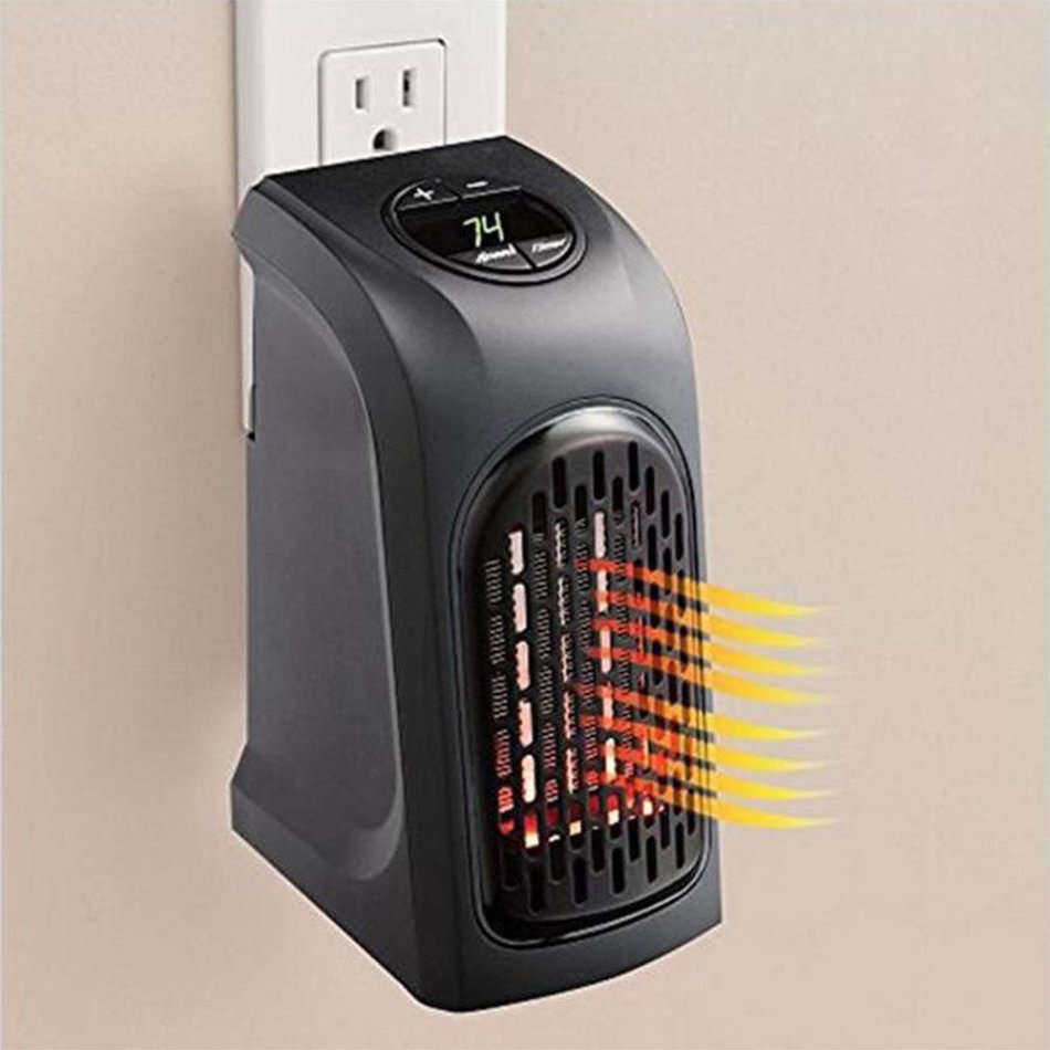 400W Wall Outlet Handy Heater - Set temperature up to 32°C, LED Display, Timer & Speed Settings