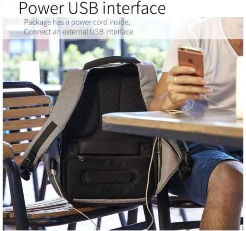 Anti-Theft USB Backpack PLUS 20,000 mAh 2 USB LED Display Power Bank with Flash Light
