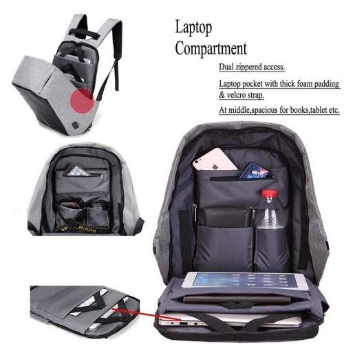 Anti-Theft USB Backpack PLUS 20,000 mAh 2 USB LED Display Power Bank with Flash Light