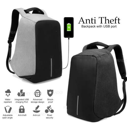 Anti-Theft USB Backpack PLUS 20,000 mAh 2 USB LED Display Power Bank with Flash Light