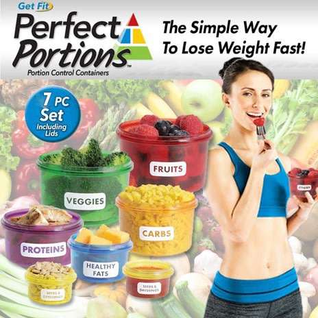 7 Piece Perfect Portions Food Containers PLUS 21 Day Eating Plan - Easy Way To Lose Weight