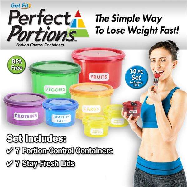7 Piece Perfect Portions Food Containers PLUS 21 Day Eating Plan - Easy Way To Lose Weight