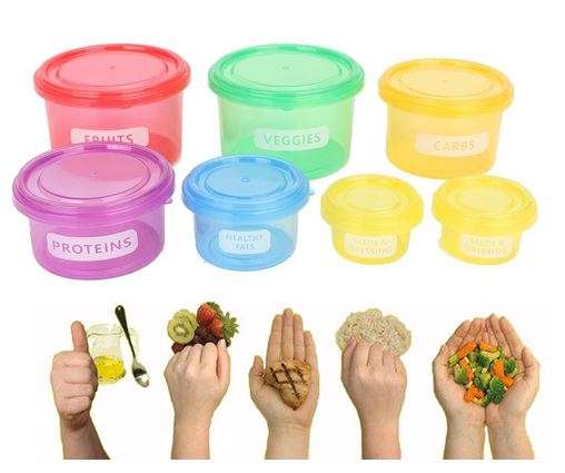 7 Piece Perfect Portions Food Containers PLUS 21 Day Eating Plan - Easy Way To Lose Weight