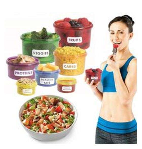 7 Piece Perfect Portions Food Containers PLUS 21 Day Eating Plan - Easy Way To Lose Weight