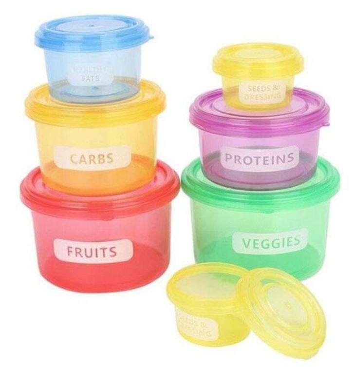 7 Piece Perfect Portions Food Containers PLUS 21 Day Eating Plan - Easy Way To Lose Weight