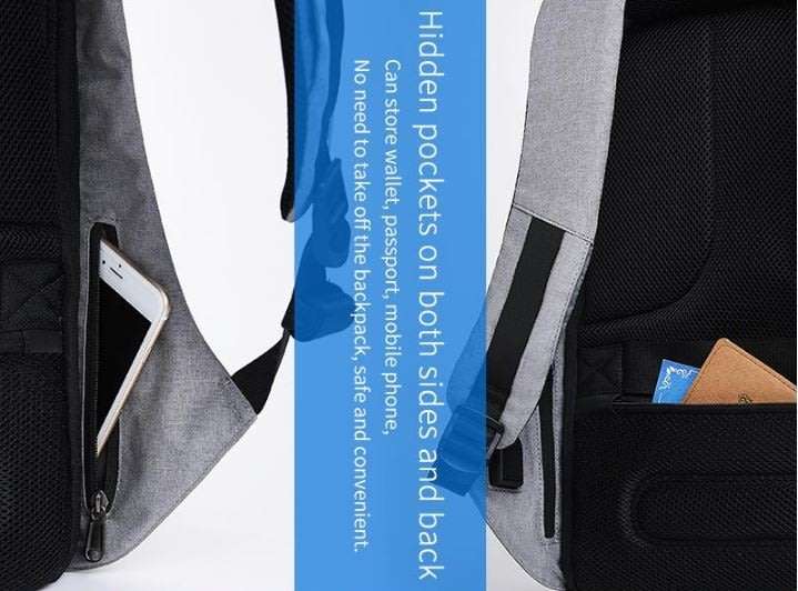 Anti-Theft USB Backpack with Reflective Strips & Multiple Storage Compartments