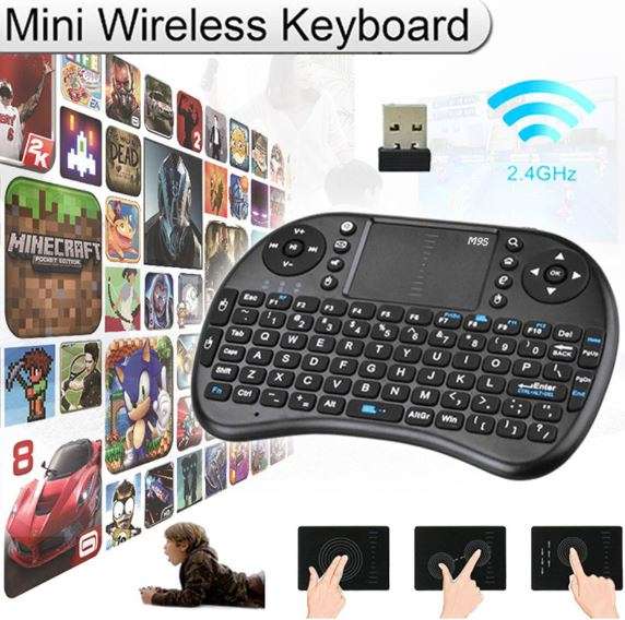 2.4GHz Mini Wireless QWERTY Keyboard, Touch Pad Combo with USB Interface Adapter