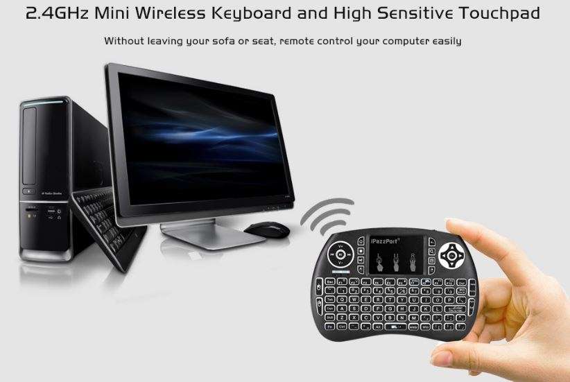 2.4GHz Mini Wireless QWERTY Keyboard, Touch Pad Combo with USB Interface Adapter
