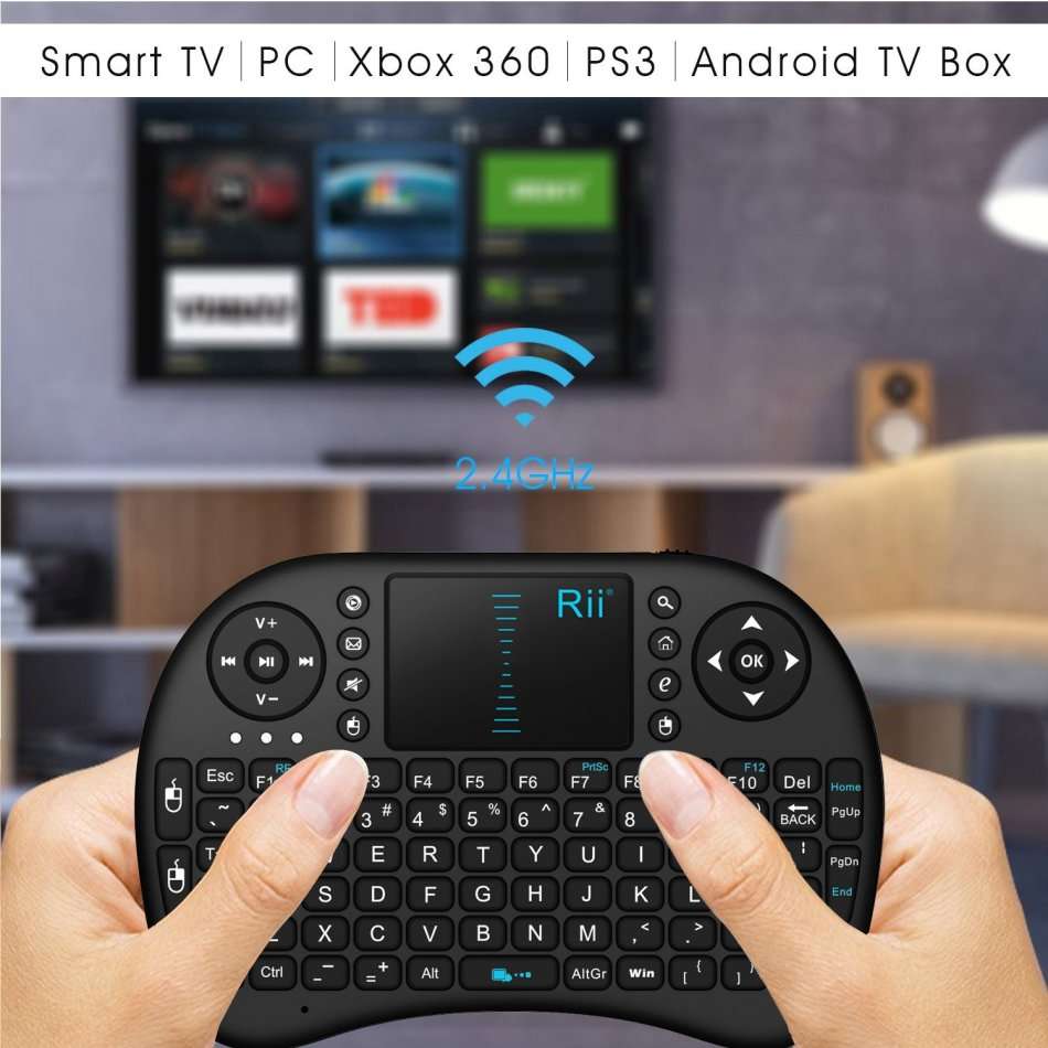 2.4GHz Mini Wireless QWERTY Keyboard, Touch Pad Combo with USB Interface Adapter