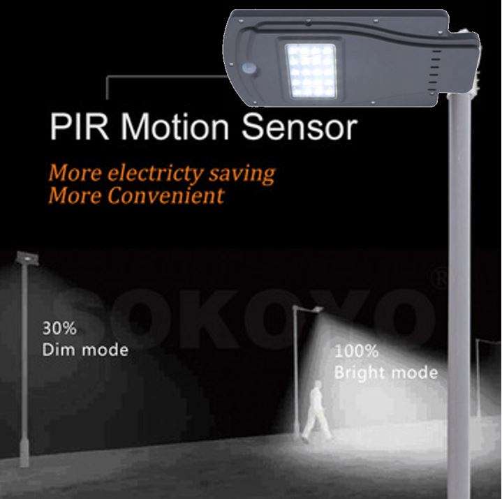 20W 42 LED SOLAR Street Light, PIR, Motion Sensor, Waterproof with 3 modes