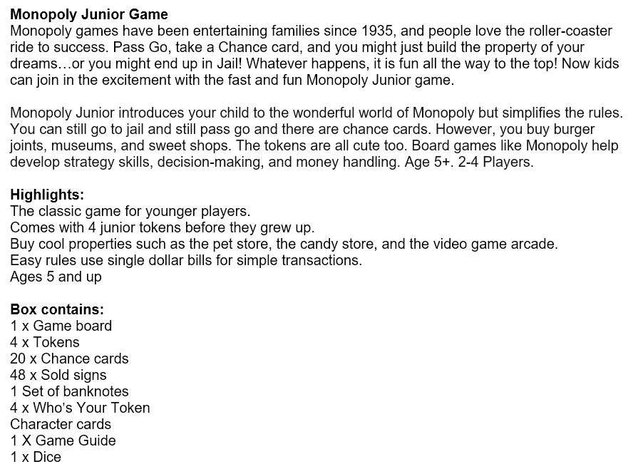 Monopoly Junior introduces your child to the wonderful world of Monopoly but simplifies the rules