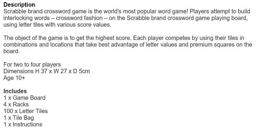 Scrabble, the world's most popular word game! Develop strategy skills, decision-making and spelling