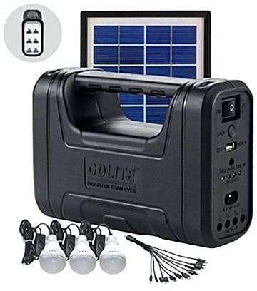Home Solar System - FM Radio Control Unit, 3 LED Lamps, Solar Panel, Remote & 10 in 1 Charging Cable