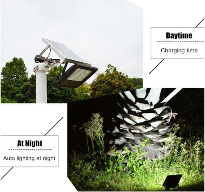 54 LED Solar Flood Light with 5 meter cable, Solar Panel, Solar Panel Bracket, Day & Night Sensor