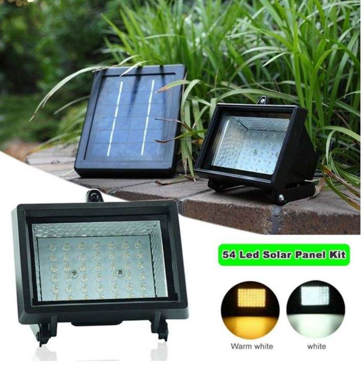 54 LED Solar Flood Light with 5 meter cable, Solar Panel, Solar Panel Bracket, Day & Night Sensor