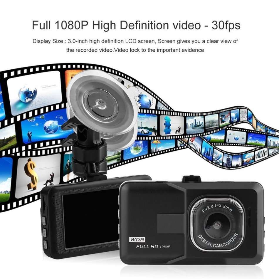 NEW! Full HD 1080P 3" Car Camera & Video Recorder, HDMI Port, 5 MP, Night Vision, G-Sensor