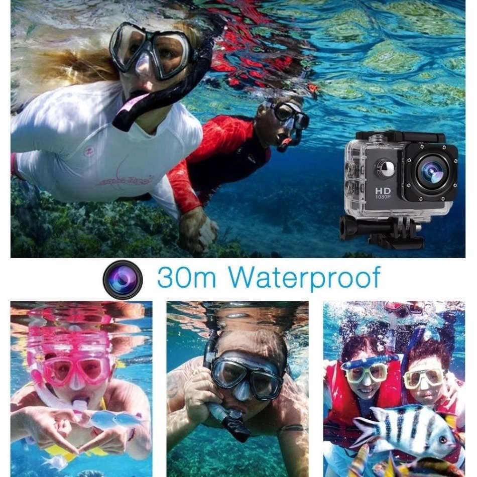 2" Full HD Action Sport Camera - Waterproof, LCD Screen, Side Helmet Mount, Waterproof Casing..