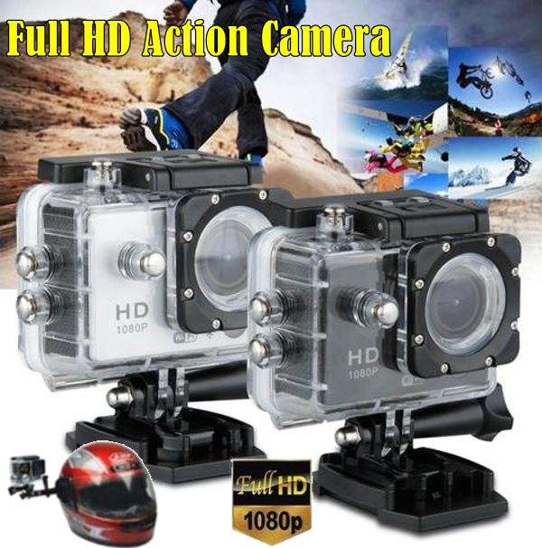 2" Full HD Action Sport Camera - Waterproof, LCD Screen, Side Helmet Mount, Waterproof Casing..