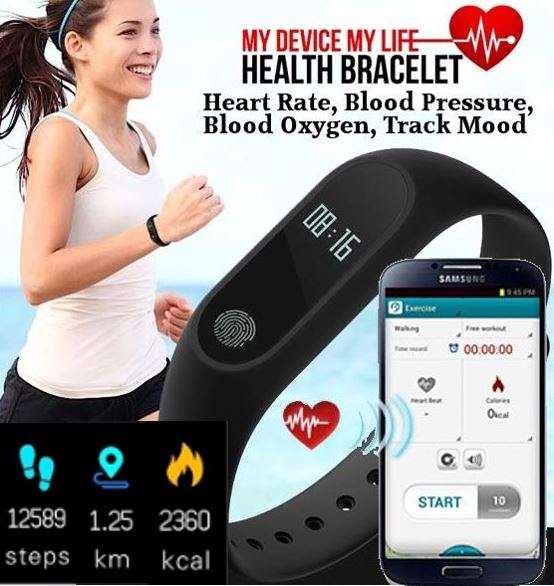 Bluetooth Health Smart Watch - Heart Rate Monitor, Pedometer, Track Mood & more...