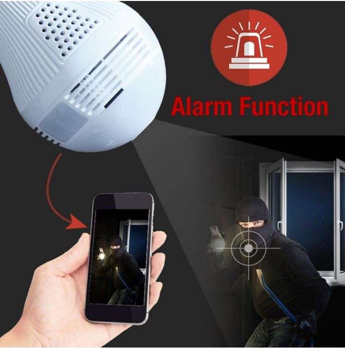 WI-FI Wireless Two-Way Intercom 360° HD Panoramic IP Bulb Camera & Light, Support SD Card