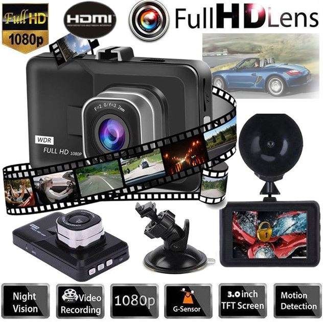 NEW Full HD 1080P 3" Car Camera & Video Recorder, HDMI Port, 5 MP, Night Vision, G-Sensor