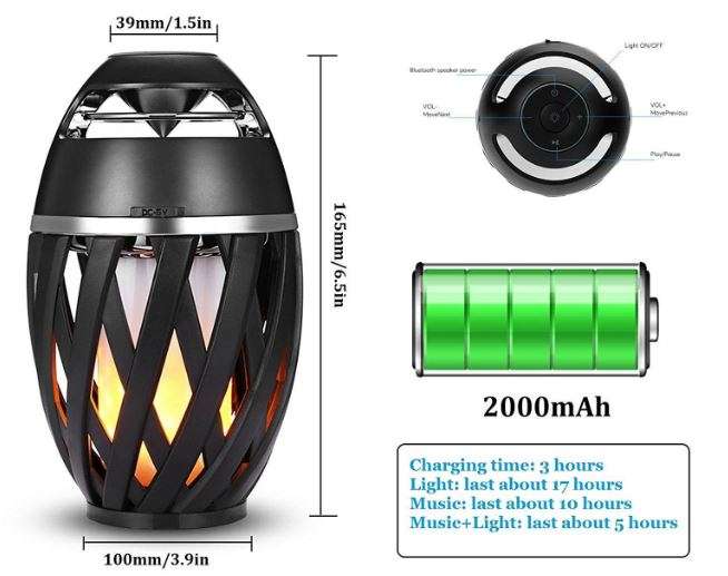 LED Atmosphere Flame Bluetooth Bass Speaker with USB Interface - Flame Beats Light Effect