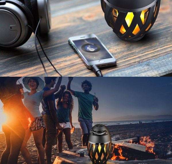LED Atmosphere Flame Bluetooth Bass Speaker with USB Interface - Flame Beats Light Effect