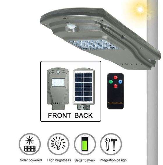 Solar Integrated LED Street Light with Remote Control and 3 Lighting Modes