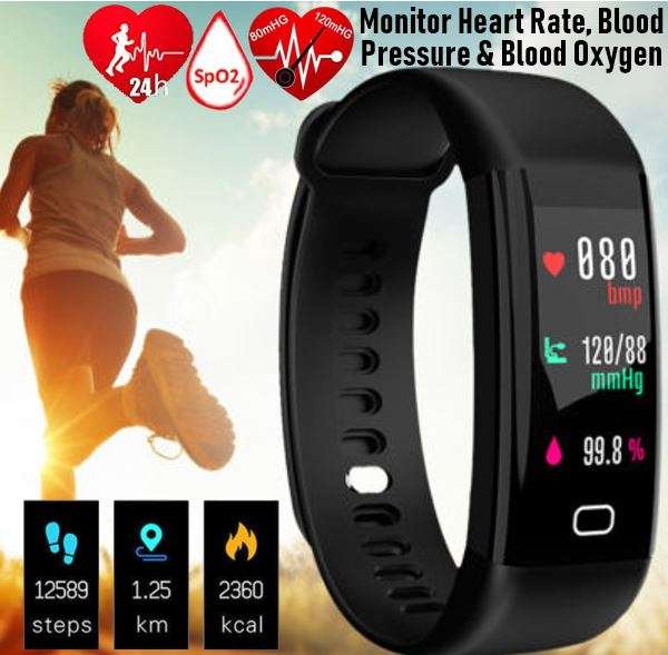Bluetooth Smart Watch Fitness Tracker - Monitor Heart Rate, Blood Pressure, Blood Oxygen, Calories