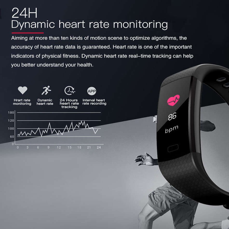 Bluetooth Smart Watch Fitness Tracker - Monitor Heart Rate, Blood Pressure, Blood Oxygen, Calories