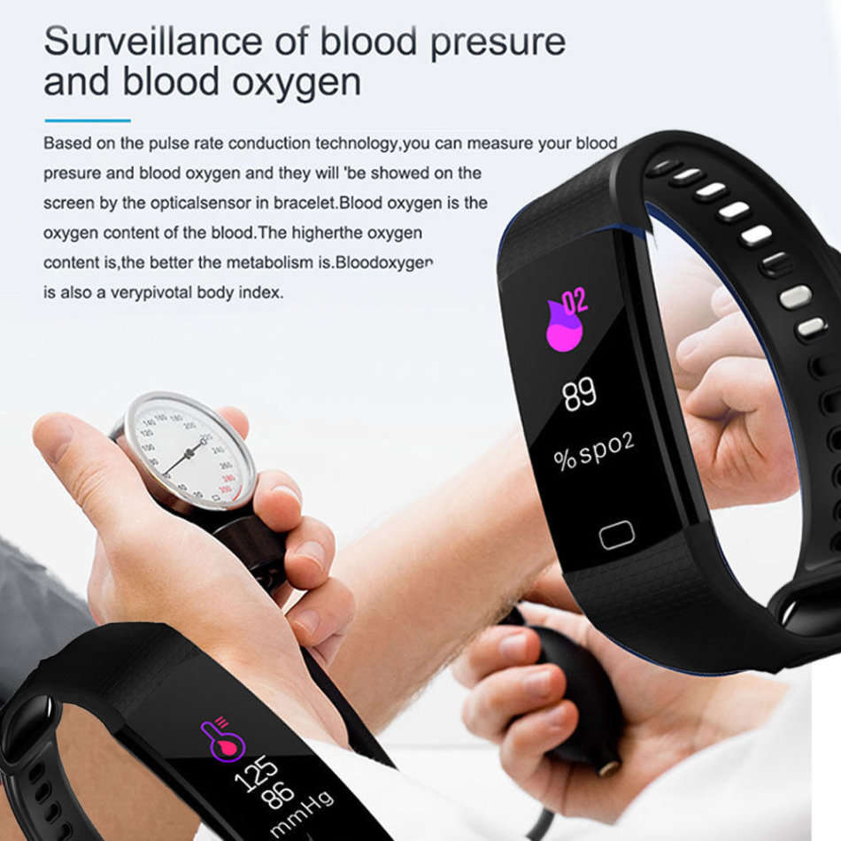 Bluetooth Smart Watch Fitness Tracker - Monitor Heart Rate, Blood Pressure, Blood Oxygen, Calories