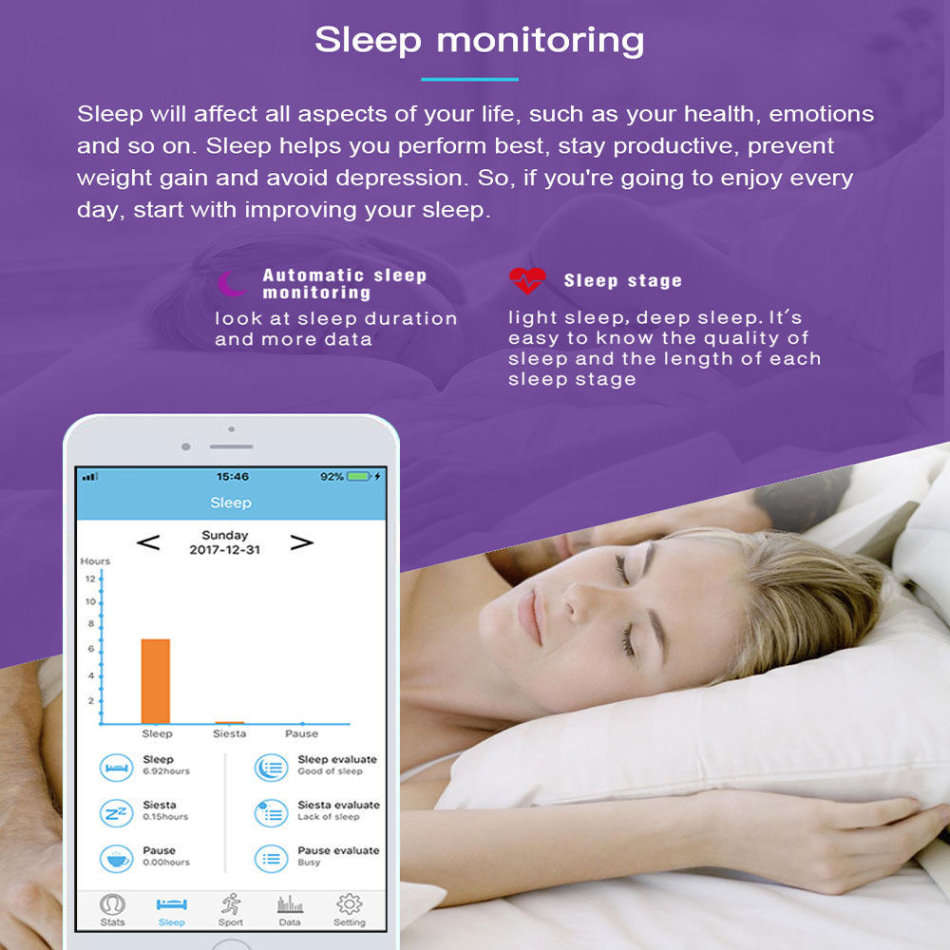 Bluetooth Smart Watch Fitness Tracker - Monitor Heart Rate, Blood Pressure, Blood Oxygen, Calories