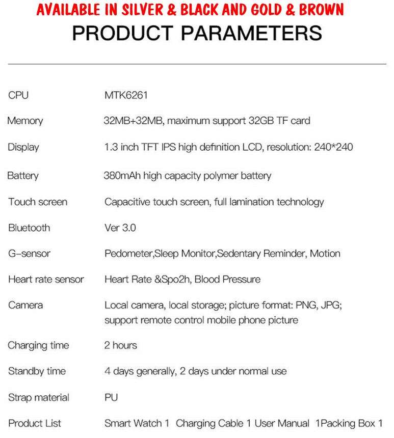 NEW!!! Bluetooth Smart Watch Phone - Monitor Heart Rate, Blood Pressure, Blood Oxygen, Calories