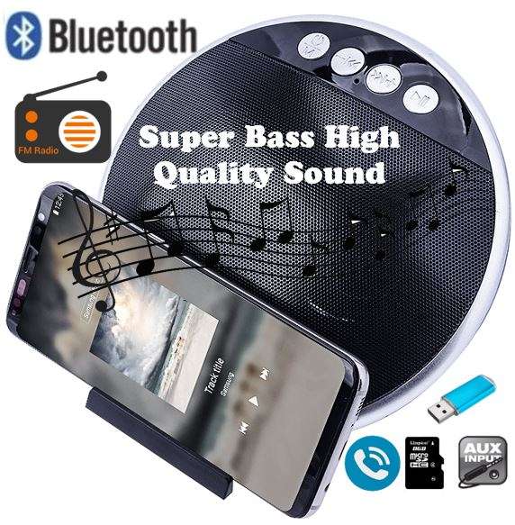 2 in 1 Super Bass Bluetooth FM Radio Speaker & Mobile Stand, supports USB, SD Card & AUX