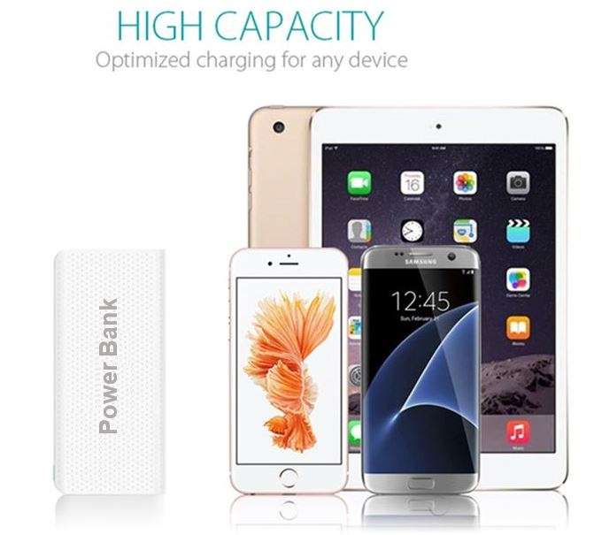 20 000mAh Power Bank Dual USB Ports for Charging of Electronic Devices With 5 in 1 Charging Cable