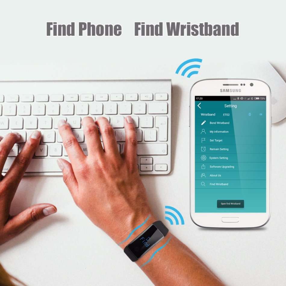 Bluetooth Smart Fitness Tracker with Heart Rate & Blood Pressure Monitor, Pedometer, Sleep Monitor