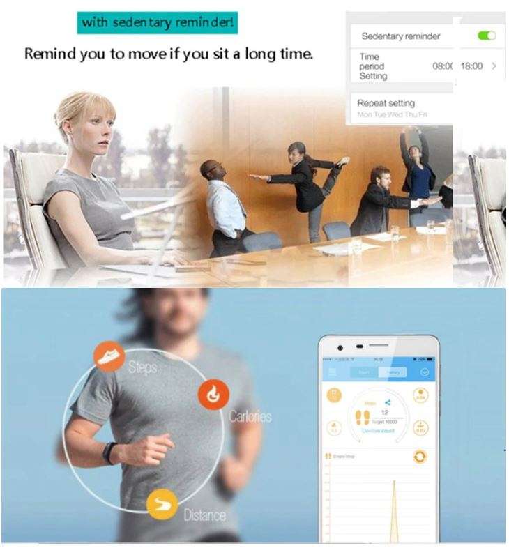 Bluetooth Smart Fitness Tracker with Heart Rate & Blood Pressure Monitor, Pedometer, Sleep Monitor