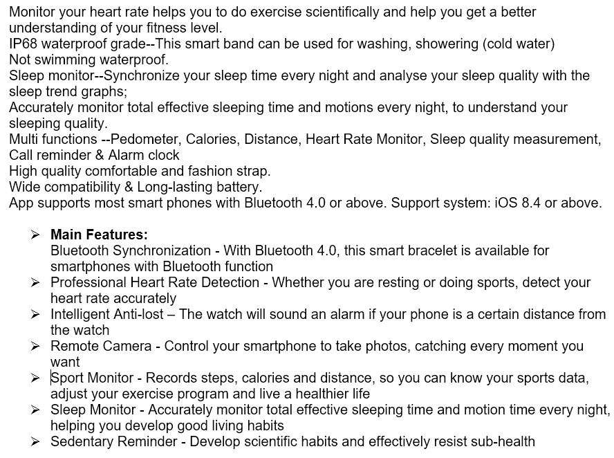 Professional Fitness Smart Watch with Heart Rate Monitor, Exercise Mode, Sleep Monitor etc.