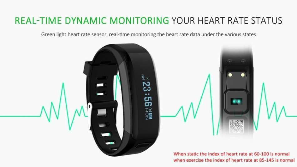 Heart Rate Monitor Smart Wristband Fitness Tracker for Android & iOS Smartphones