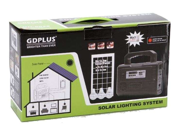 Home Solar System - Battery Control Unit, 3 LED Lamps, Solar Panel, Remote & 10 in 1 Charging Cable