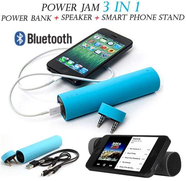 3 in 1 3000mAh Power Bank, Power Jam Bluetooth Speaker & Mobile Phone Stand