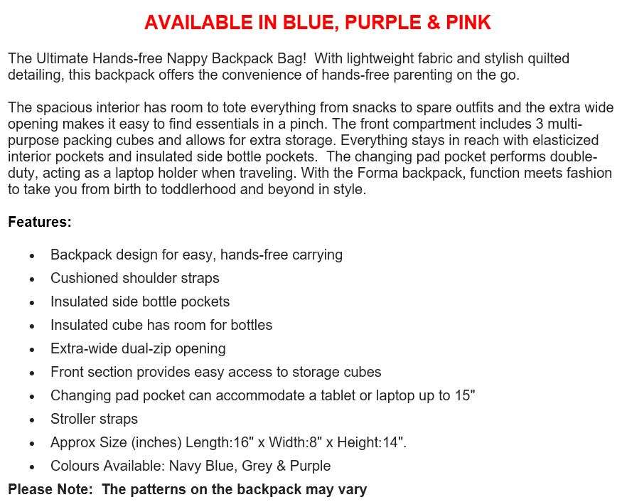 The Ultimate Hands-free Nappy Backpack Bag