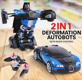 2.4Ghz Buggati Remote Control TRANSFORMER Robot Car, Transforms in 1 Button - With Music & Lights