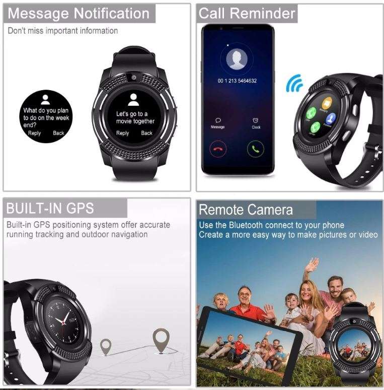 Professional Smart Watch Phone, SIM CARD, Bluetooth, Camera, Sleep Monitor, SD Card, Pedometer etc.