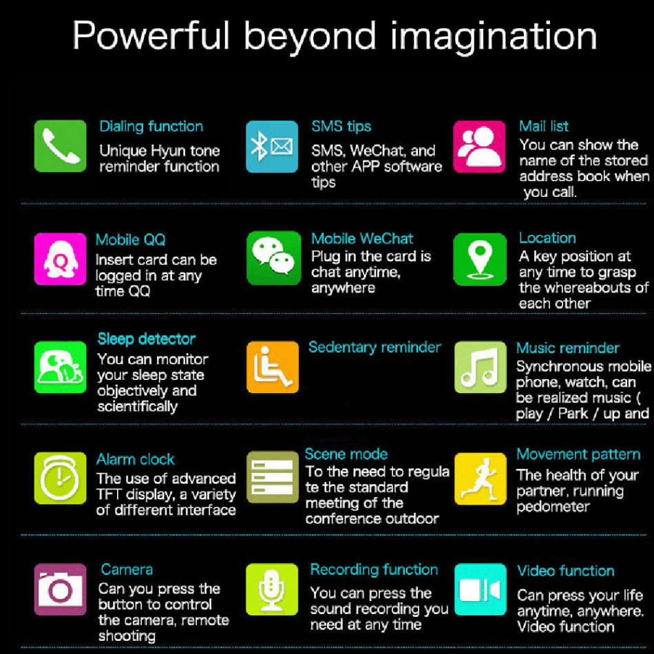 Professional Smart Watch Phone, SIM CARD, Bluetooth, Camera, Sleep Monitor, SD Card, Pedometer etc.