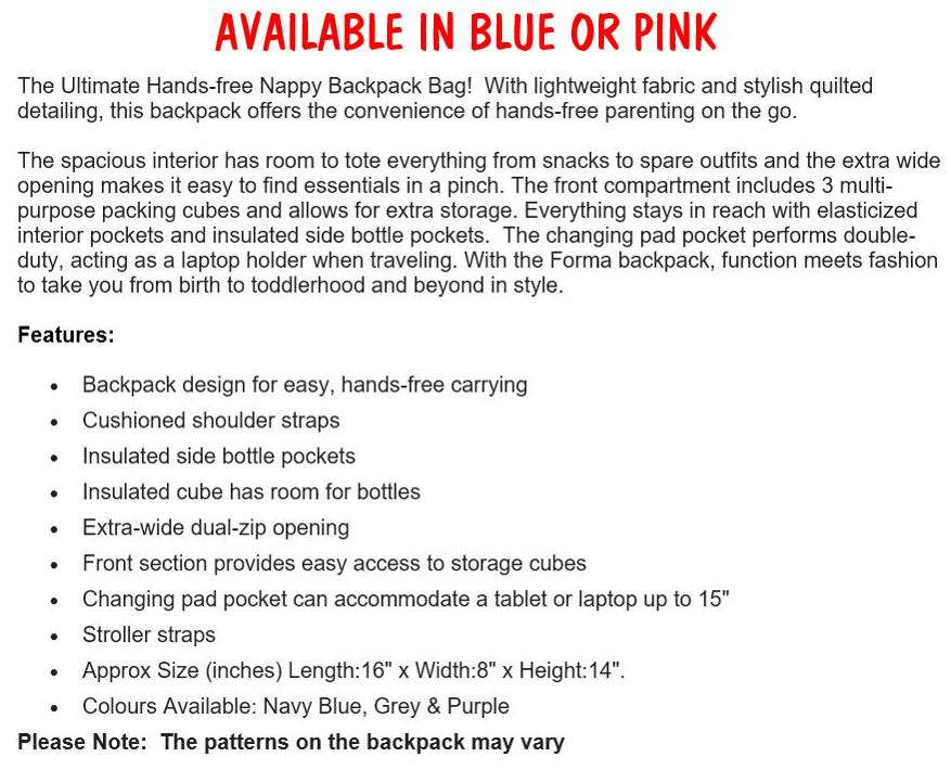 The Ultimate Hands-free Nappy Backpack Bag