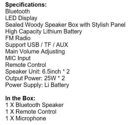 Super Large Bluetooth Karaoke Speaker With Microphone & Remote Support FM Radio, USB, TF, AUX