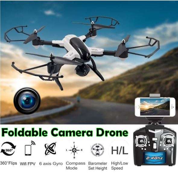 2.4GHz 4CH 6-Axis WIFI Real-Transmission Foldable Camera Drone with LED Lights for Night Flying