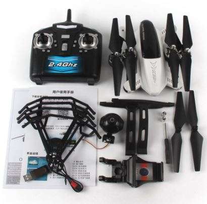 2.4GHz 4CH 6-Axis WIFI Real-Transmission Foldable Camera Drone with LED Lights for Night Flying